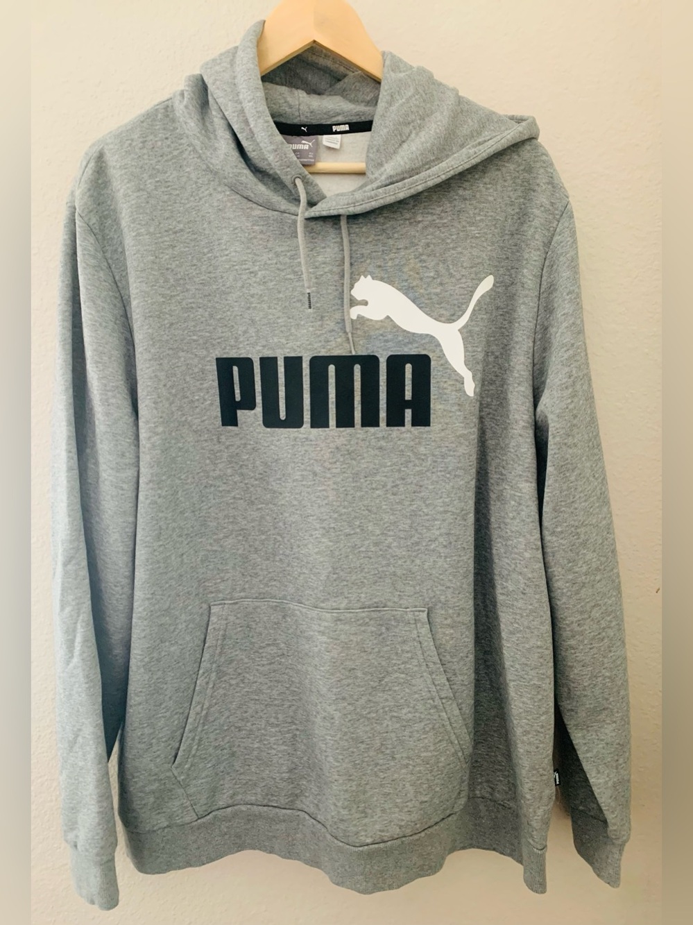 Puma Gray Pullover Hoodie with White Puma Logo. NWOT